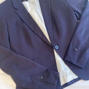 H&M Navy Blue Blazer with Subtle Texture
